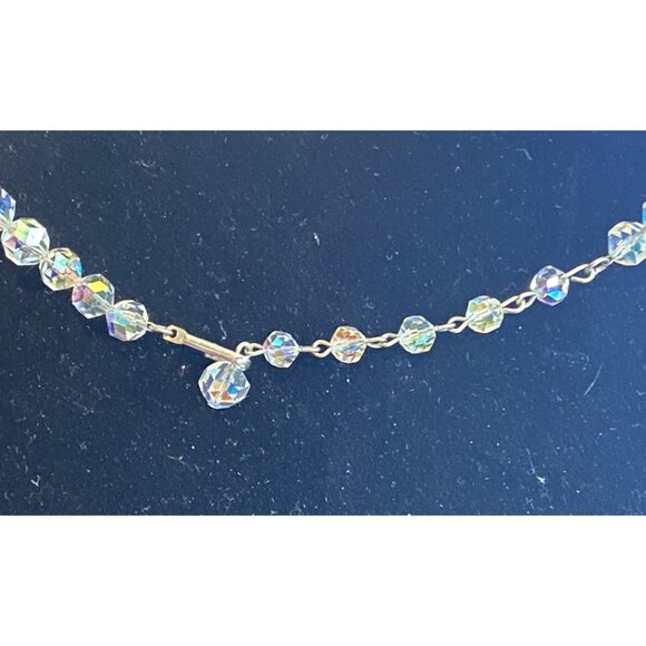 16" Necklace Vintage Faceted Crystal with AB Aurora Borealis Finish Jewelry - Picture 3 of 7